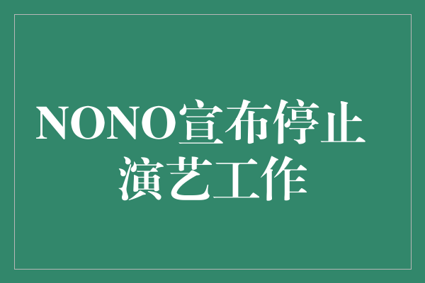 铭记NONO的音乐时光——NONO宣布停止演艺工作